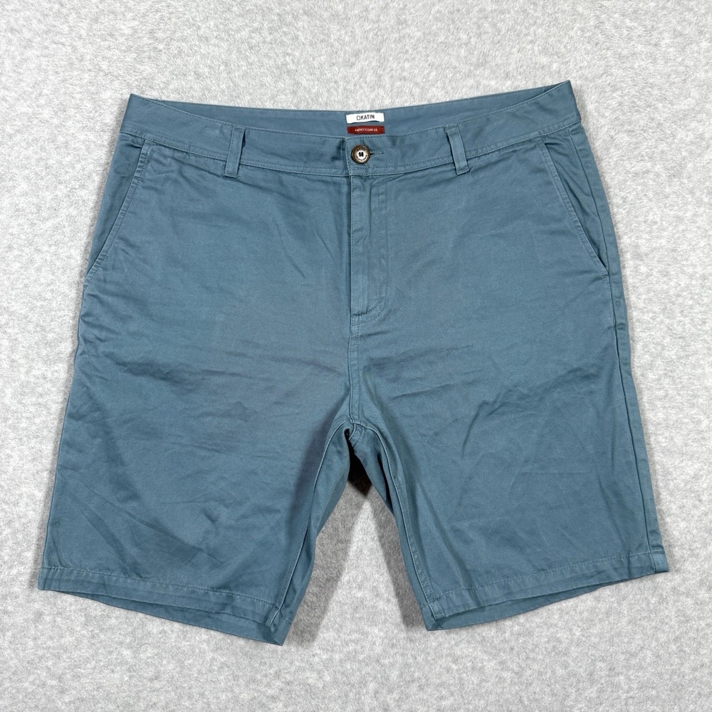 Katin Shorts Mens 36 Cotton Chino Blue 9"‎ Inseam Americas Surf Co 1954 Logo
